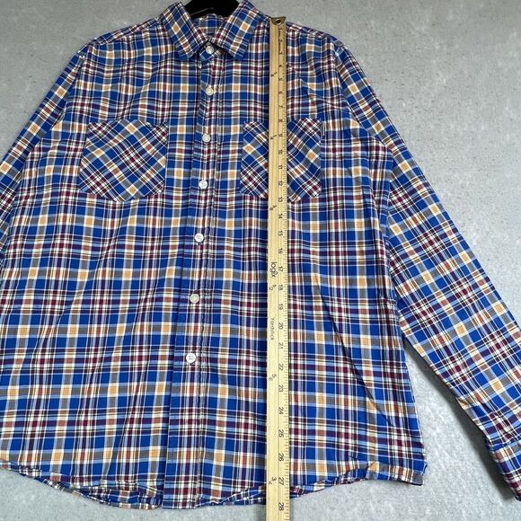 Carhartt Shirt Mens Size Large Blue Orange Red Plaid Long Sleeve Button Down - Picture 10 of 12